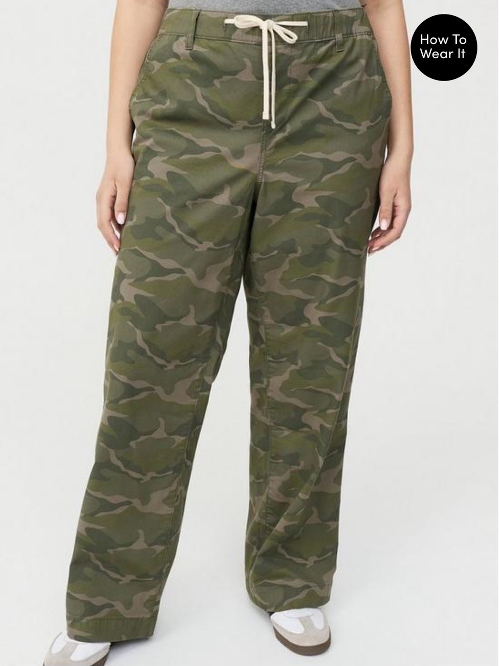 torrid Olive Camo Wide-Leg Drawstring Pants 2T - Picture 2 of 7